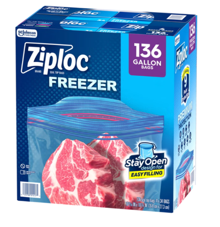 (image for) Ziploc Freezer Bags Gallon 4/34ct nq
